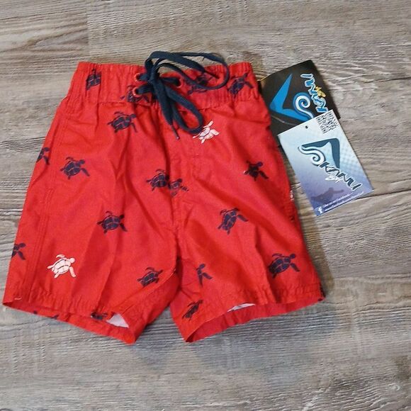 Kanu surf boys red swim trunks with turtles Sz 2T NWT - Picture 1 of 6